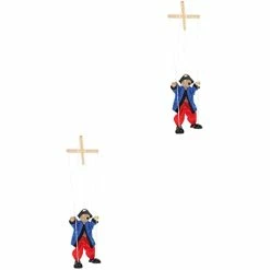 Best reviews of ✨ 2pcs Wooden Pirate Marionette Pull String Puppet Vintage Handiwork Interactive Toys Lovely Puppet, Blue 👏