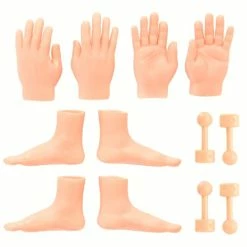 Outlet 🥰 Tiny Hand & Feet Puppets - 4 Of Each - Plus 4 Handles - Premium Rubber Little Tiny Finger Hands On Sticks – Fun And Realistic Design – Ideal For Puppet Show, Gag Present, Fun For All Kids! 🧨