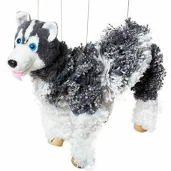 Brand new ❤️ Siberian Husky 🦮 Dog Marionette Yarn Puppet (Black) 🤩