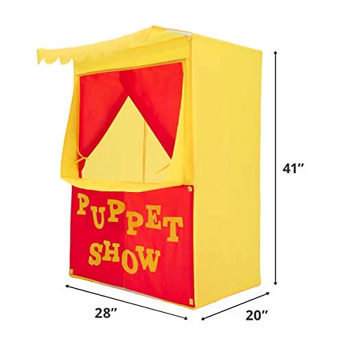 Outlet β Lemonade Stand Puppet Show Theater Pretend Playhouse Play Tent Kids On Stage Doorway Table Top Sets For Toddlers Curtain Fordable Rods Children Dramatic Furniture, 28"X20"X41"H, Yellow,8032 π - Image 5