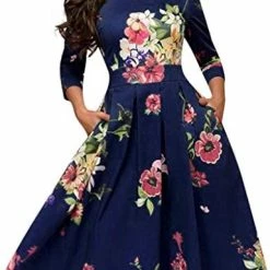 Best Sale 🎉 Floral 👗 Dress For 👩 Women Long Party Aline Vintage 👩 Women Elegent 👗 Dress Vestidos Printing 👩 Women's 👗 Dress Wu 👗 Dress Pink ⭐