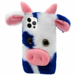 Buy ✔️ Milk Cow Case For Samsung Galaxy A52 5G, Girlyard Cute 3D Cartoon Dairy Cattle Fluffy Hairy Silicone Cover Fuzzy Warm Faux Stuffed Plush Doll Soft Furry Protective Shell For 👩 Women 👧 Girls - Blue Gradient Hot Pink 😀