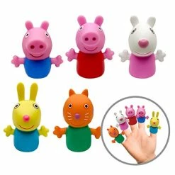 Discount ⭐ Peppa Pig Finger Puppets, 5 Pc. - Party Favors, Educational, Schools, Bath Toys, Story Time, Easter Basket, Playtim 🔔
