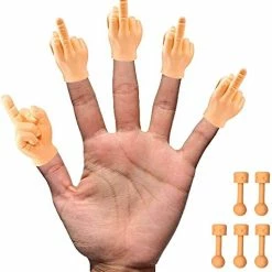Best Pirce 👍 Tiny Hands (Middle Finger Sign) - 5 Pack - MFU Style Mini Hand Puppet + 5X Holding Sticks TIK Tok 👍