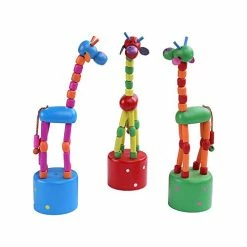 Coupon ✨ Giraffe Finger Puppets , Wooden Cute Colorful Cartoon Giraffe Thumb Push Puppets , Swing Dancing Body Collapsing Giraffe Desktop Toys For Kids Toddlers 3 + Year Old Boys 👧 Girls (Set Of 3) 👏