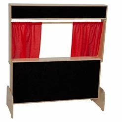 Flash Sale 🎉 Wood Designs Deluxe Puppet Theater - Flannel Puppet Theater With 2 Chalkboards - Preassembled Sturdy Plywood Construction 2 Shelves - Round Edges For Kids Baby Safety Home Classroom Montessori School 👏