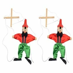 Discount ⌛ 2 Pcs Wooden Marionettes Handiwork Interesting Interactive Toys Puppets Party Supplies 🎉