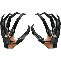 Discount ❤️ Halloween Articulated Finger Extensions, 3D Printed Articulated Finger Extensions Fits All Finger Sizes Articulated Fingers, Scary Skeleton Hands Bone Claw Hand Party Horror Props Decoration (Black) 🥰