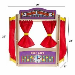 Cheap 🌟 Wooden Tabletop Puppet Theater With Curtains, Blackboard, And Clock- Inspires Imagination And Creativity For Kids, Boys And 👧 Girls ✨