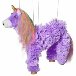 Cheap 🔥 Rainbow Mane Magical Unicorn Marionette Yarn Puppet (Purple) 🎉