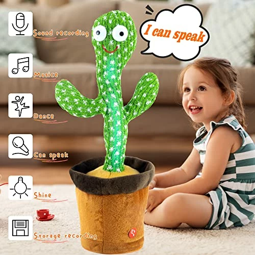 Cheapest π Dancing Cactus Talking Toy, Wriggle Singing Cactus Repeats What You Say, Soft Plush Talking Toy Speaking Cactus Baby Funny Creative Kids Toys π