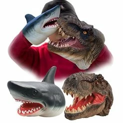 Outlet 🥰 Gemini&Genius Tyrannosaurus & Shark Hand Puppets Dinosaur And Marine Animal World Action Figure Set Funny & Scared Head Hand Puppets For Home, Stage And Class Role Play Toy 😍