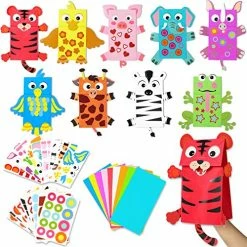 Cheapest 😉 9Pack Hand Puppet Art Craft Paper Sock Puppets DIY Making Your Own Puppet Kits Party Favors Wiggle Googly Eyes Storytelling Party Supplies Imaginative Play 🎂 Birthday Party For Boys 👧 Girls 🤩
