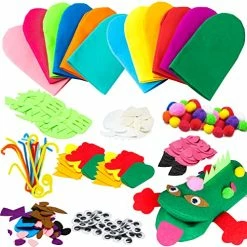 Discount ⭐ 12Pcs Hand Puppet Making Kit For Kids Art Craft Felt Sock Puppet Toys Creative DIY Make Your Own Puppets Pompoms Storytelling Role Play Party Supplies For 👧 Girls Boys 🛒
