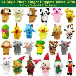 Budget ⌛ Christmas Advent Calendar 2022 Plush Finger Puppets Toys For Kids, 24 Days 🎄 Christmas Countdown 19 Animals + 5 Xmas Figures 🎄 Christmas Stocking Stuffers Party Favors Gifts For 👧 Girls Boys Toddlers 🤩