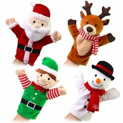 Cheapest 🧨 Lushible Hand Puppet - 🎁 Christmas Puppets For Toddlers 1-3, Kids, And Baby - Soft Plush Toys For Boys & 👧 Girls - Fits Small & Large Hands - Santa, Elf, Reindeer And Snowman - Pack Of 4 ❤️