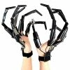Best Pirce 😀 Articulated Finger Extension Toys,Scary Skeleton Hand Gloove Witch Ghost Toys 🎃 Halloween Party Decoration Accessory(A Pair-Black) 🧨