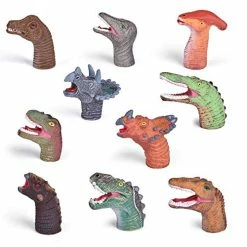 Cheapest 🎉 10 PCs Dinosaur Finger Puppets For Kids Rubber, Soft Realistic Pinata Stuffers Set, Bath Dinosaur Head Finger Toys, Animal Hand Puppet Bulk 🎂 Birthday Party Supplies Favors Decorations 🤩