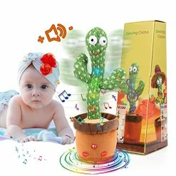 Discount 🎁 【Volume Adjustable】 MIAODAM Talking Dancing Cactus Toy For Baby Cactus Toy Mimic With Singing 120 Songs, Repeating What You Say Musical Plush Puppet 6 To 12 Months, Electric Recorder Mimicking Cactus ✔️