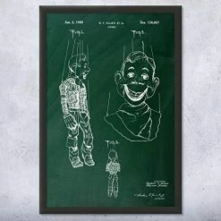 Budget 🧨 Framed Howdy Doody Puppet Print, Howdy Doody Art, Toy Collector Gift, Puppet Wall Art, Marionette Gifts, Puppet Design Chalkboard (Green) (18x24) ❤️