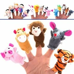 Top 10 😉 20-Piece Story Time Finger Puppets Set - Cloth Velvet Puppets - 14 Animals And 6 People Family Members 👏