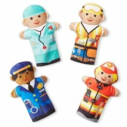 Brand new 🌟 Jolly Helpers Hand Puppets (Set Of 4) - Construction Worker, Doctor, Police Officer, And Firefighter - Role Play Hand Puppets, Soft Hand Puppets For Toddlers Ages 2+ ✔️