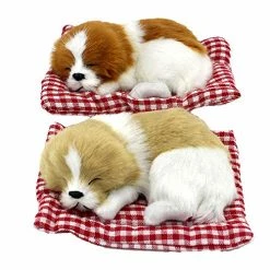 Flash Sale 🎉 2Pcs Sleeping 🦮 Dogs On Pad Doll Toy, Cute Mini Puppy On Pad With Woof Sounds Decor Hand Toy Gift For Kids Boys 👧 Girls 🛒