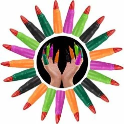 Discount 🥰 Finger Pointers For Kids Reading, 5 Colors Martian Witch Fingers, Fake Finger Nail Covers For Kindergarteners, Young Readers, 🧛 Halloween, Cosplay Costume Party, Scary House, Masquerade, 24 Pcs 😍