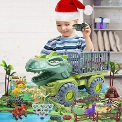 Best Pirce 😉 Dinosaur Truck Toys For 3 4 5 6 7 Year Old Boys, 42 In 1 Kids Toys Carrier Truck Car Toys With Dinosaur Toys For Kids 3-5 5-7, Pull Back Cars, Activity Playmat, Car Playset 🎄 Christmas 🎂 Birthday Gifts Green Tyrannosaurus W/ Music&light 💯